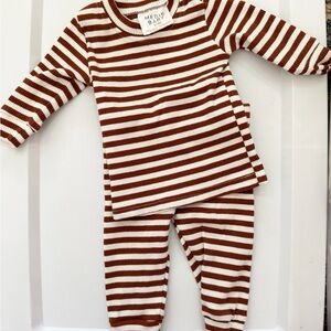 Rust and White Striped ribbed baby set from Mebie Baby